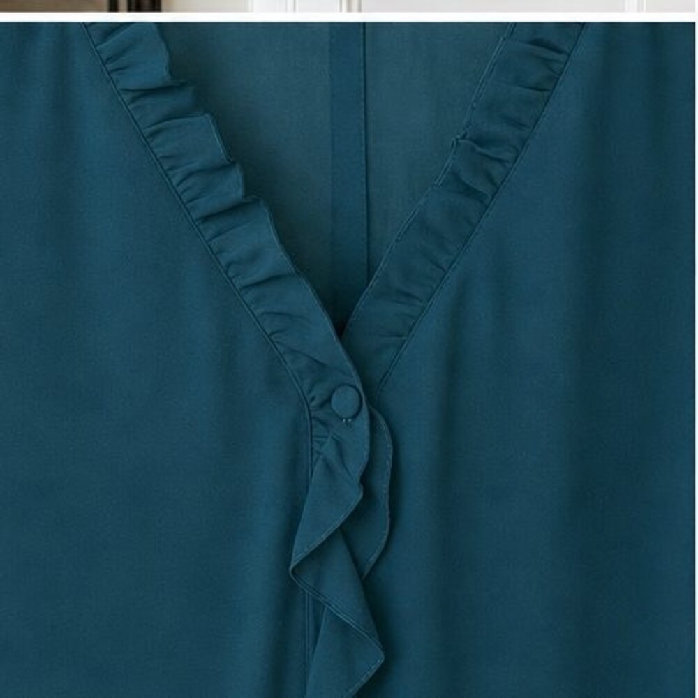 Teal Button Blouse - Picture 4 of 6